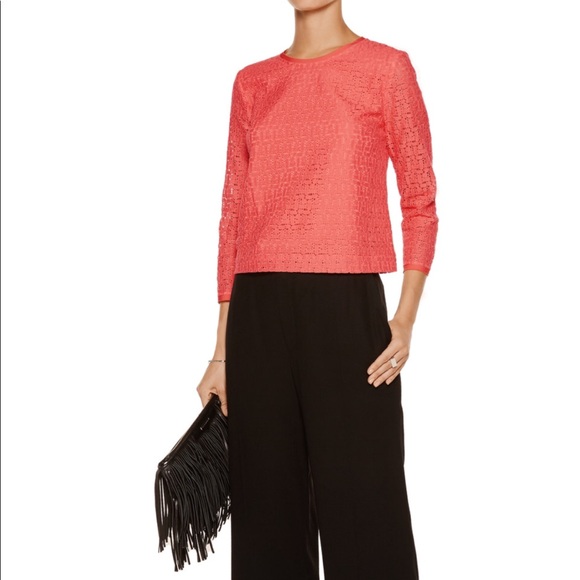 Rebecca Minkoff Luann Silk Trim Lace‎ Top - Picture 1 of 5